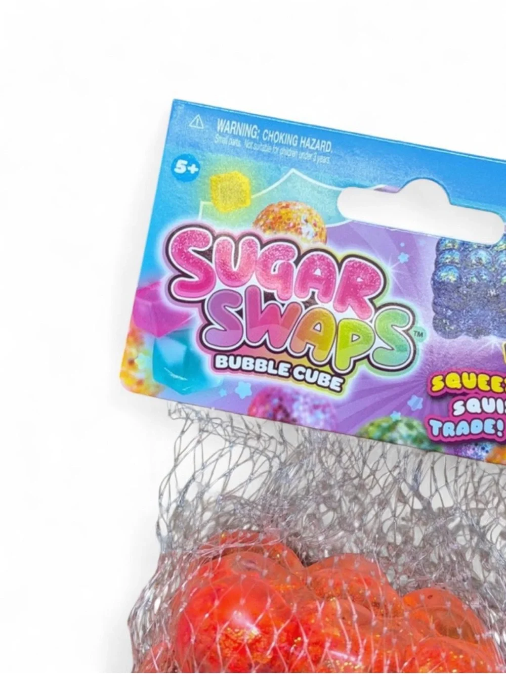 Sugar Swaps Bubble Cube Sensory Toy - Orange with Glitter soft sugar squishy